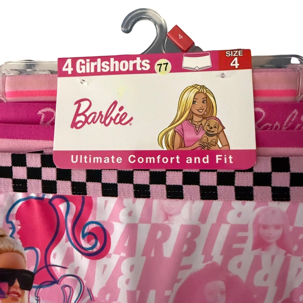 Barbie Girlshorts Underwear Kids Size 4 Pink New 4-Pack Athletic Boy Shorts